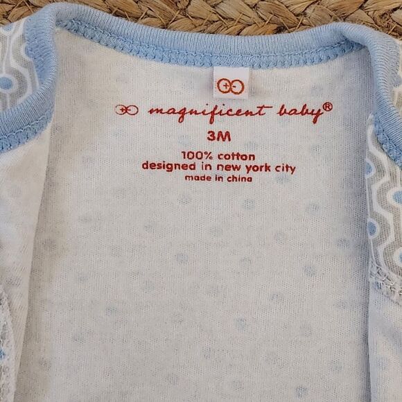 Magnificent Baby Magnetic Me Blue Geometric Cotton 2pc Pajama Set Size 3Month-E5 - Picture 2 of 4
